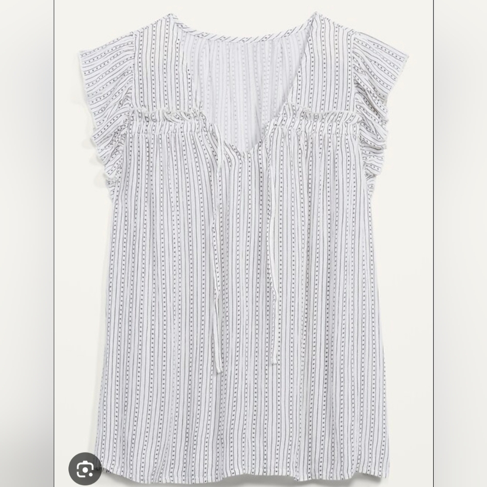 OLD NAVY Ruffled Crinkle-Texture Tie-Front Blouse Short Sleeved Shirt XXL Plus